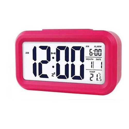 (Rose Red) Digital Alarm Clock Smart Bedside Night Light With Temperature Snooze LcdDigit Display