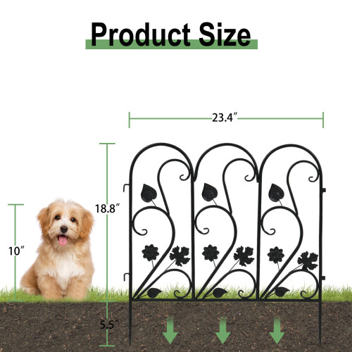 (Black) 5pcs Garden Iron Fence Rustproof Dog Barrier 2