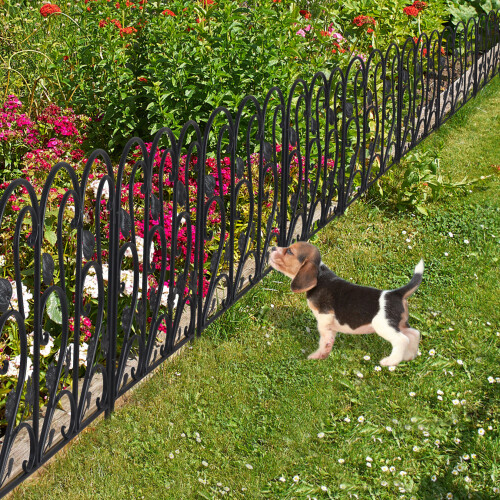 (Black) 5pcs Garden Iron Fence Rustproof Dog Barrier 1