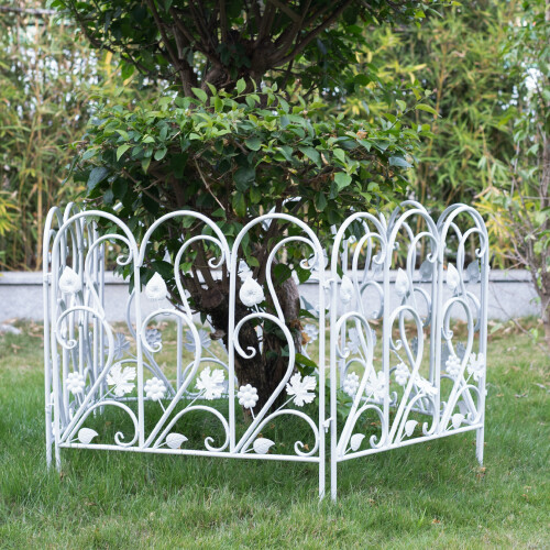 (White) 5pcs Garden Iron Fence Rustproof Dog Barrier 1