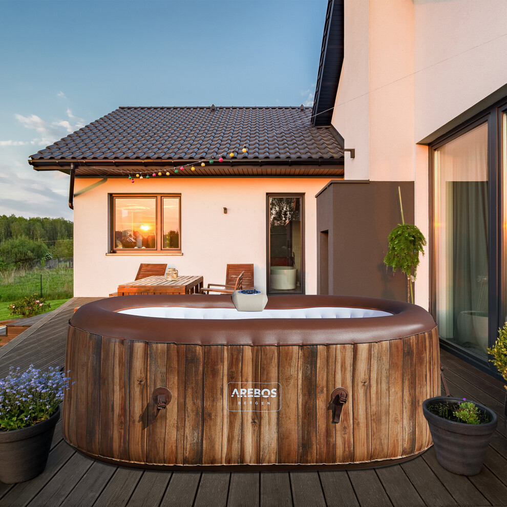 AREBOS Inflatable Hot Tub | Indoor/Outdoor Spa Pool| 190x120cm | 2 persons | 90 massage jets | heating | 550L | Incl. cover | Bubble Spa & Massage