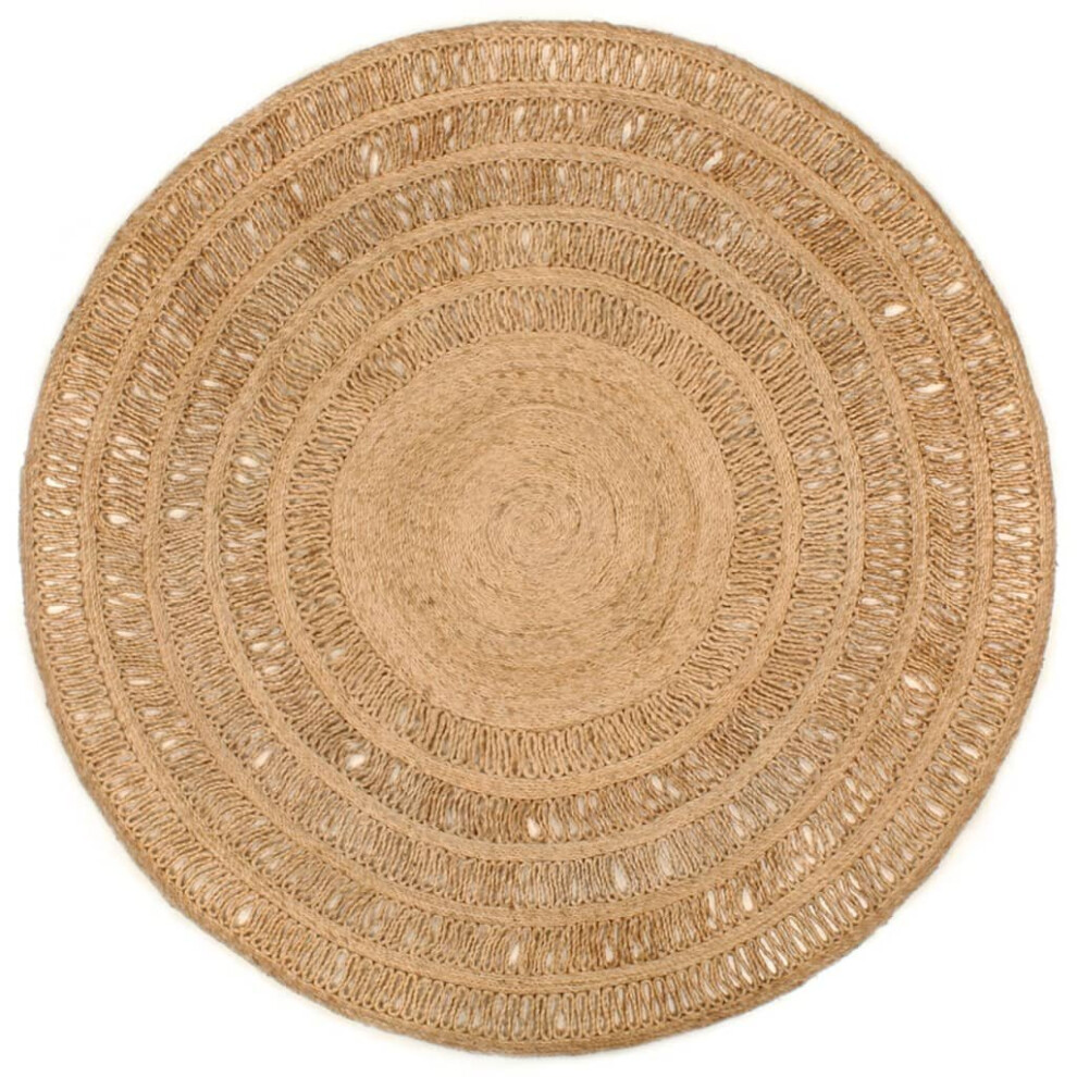 (180 cm) vidaXL Area Rug Hand-braided Jute Round Handmade Floor Mat Carpet Multi Sizes