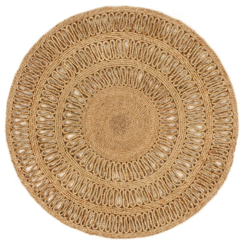 (90 cm) vidaXL Area Rug Hand-braided Jute Round Handmade Floor Mat Carpet Multi Sizes