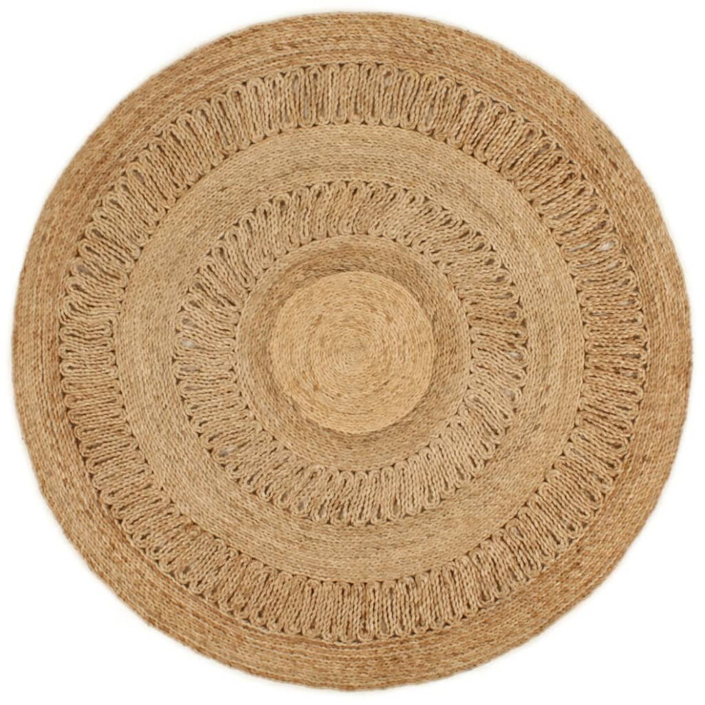 (120 cm) vidaXL Area Rug Hand-braided Jute Round Handmade Floor Mat Carpet Multi Sizes