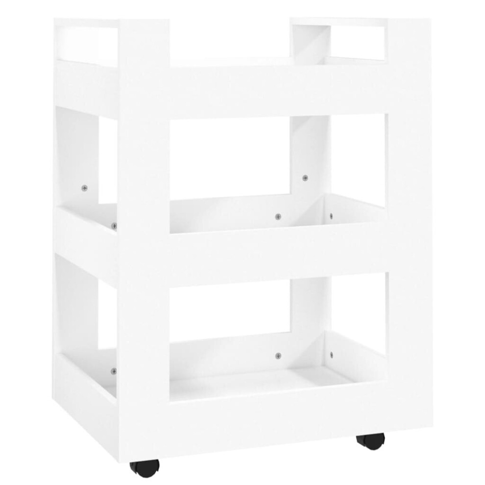 (White) vidaXL Kitchen Trolley Engineered Wood Organiser Trolley Rack Multi Colours