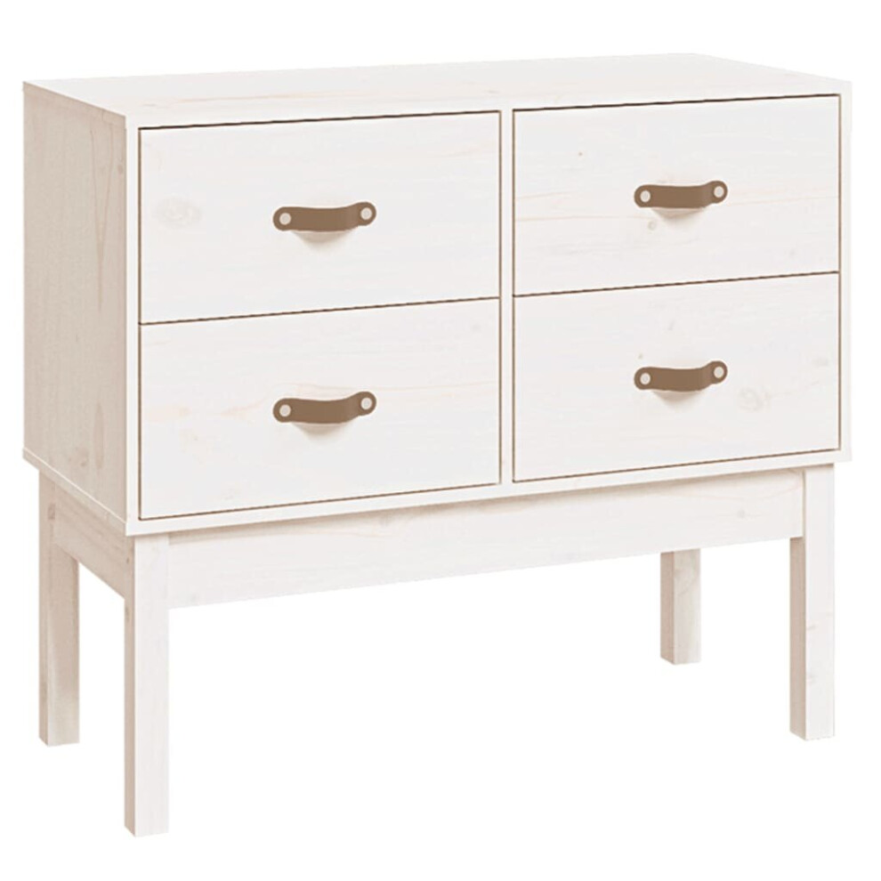 (White) vidaXL Solid Wood Pine Console Cabinet Home Sideboard Highboard Multi Colours