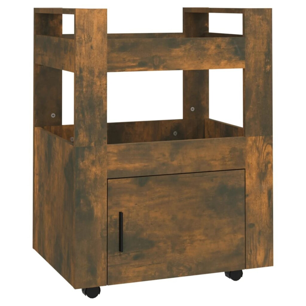 Vidaxl (Smoked Oak) Kitchen Trolley Engineered Wood Organiser Food Tea Rack Multi Colours