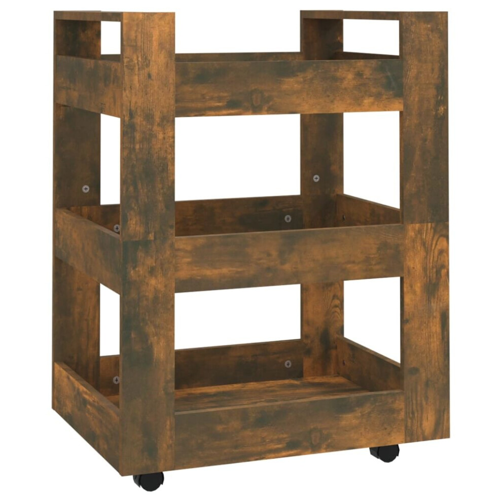 Vidaxl (Smoked Oak) Kitchen Trolley Engineered Wood Organiser Trolley Rack Multi Colours