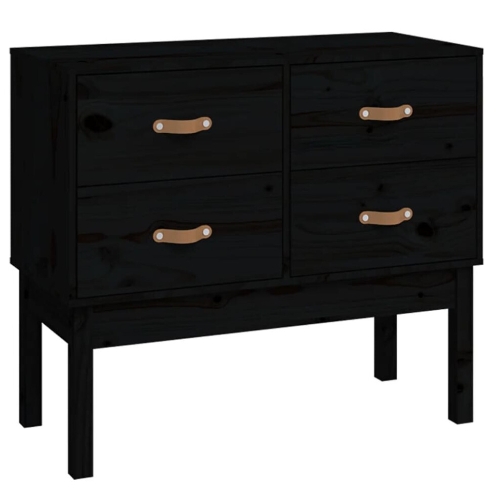 (Black) vidaXL Solid Wood Pine Console Cabinet Home Sideboard Highboard Multi Colours