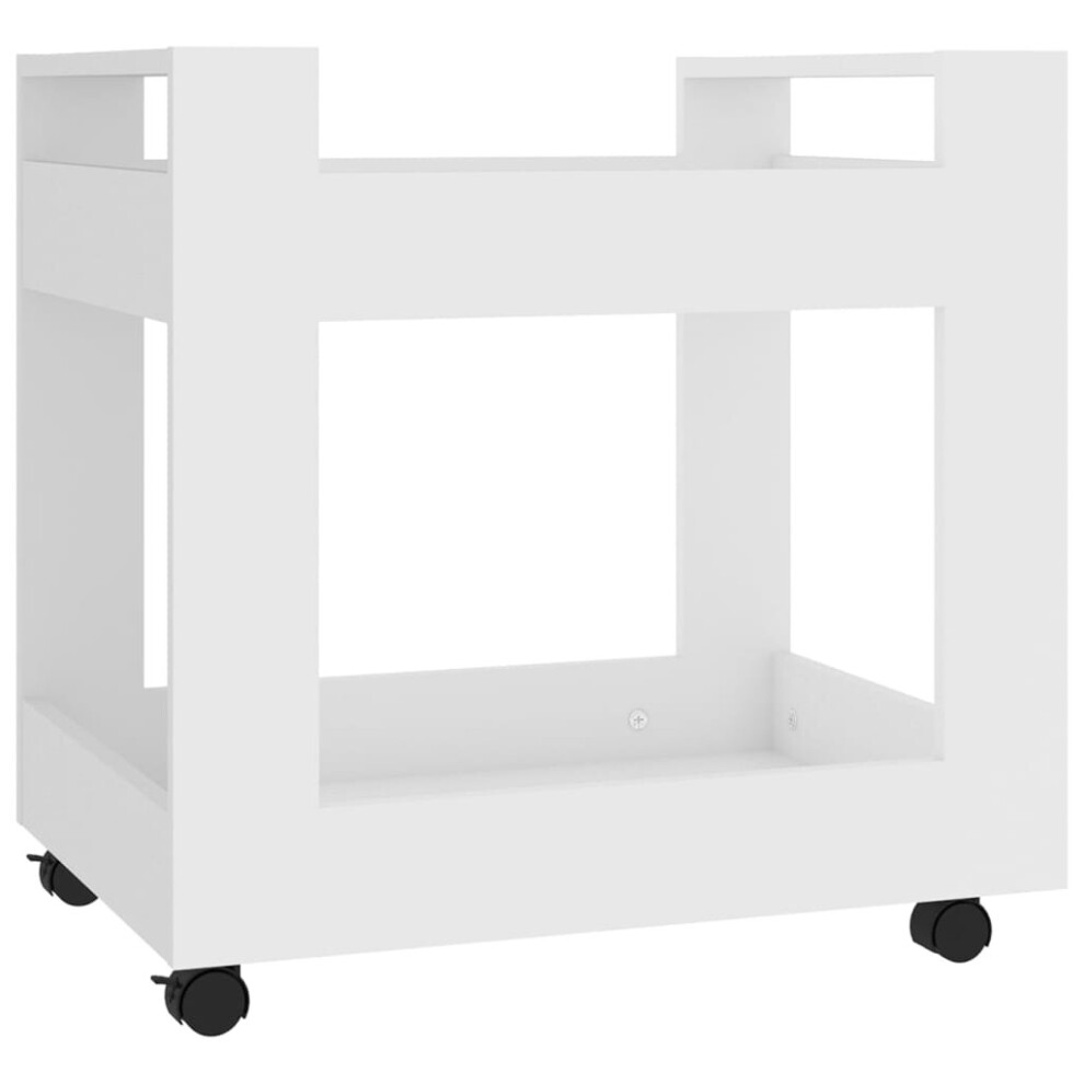 (White) vidaXL Desk Trolley Engineered Wood Under Desk Storage Trolley Multi Colours