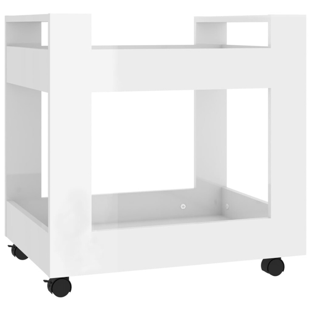 (High gloss white) vidaXL Desk Trolley Engineered Wood Under Desk Storage Trolley Multi Colours