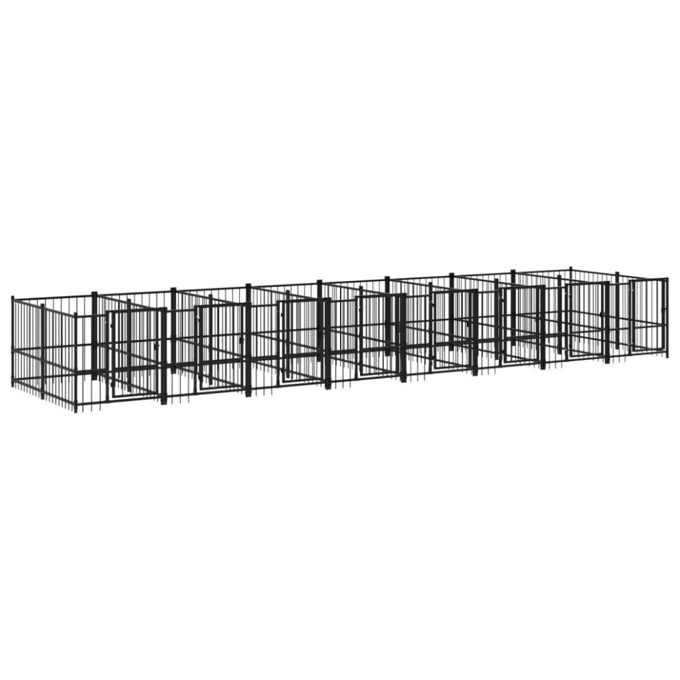 Photos - Dog Kennel VidaXL Outdoor Steel Puppy Crate Pet Cage Enclosure Multi Sizes 3124585 (776 x 193.5 x 100 cm)