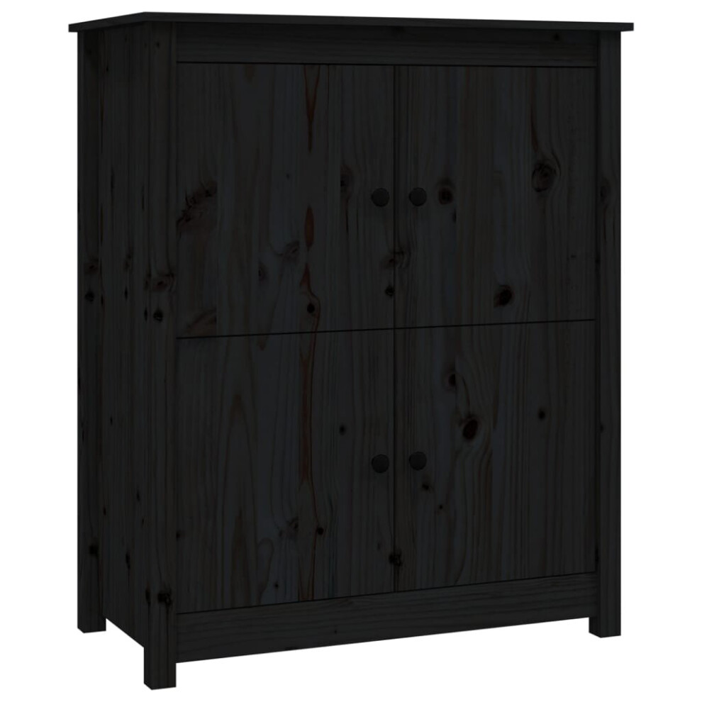 (Black) vidaXL Solid Wood Pine Sideboard Side Cabinet Home Organiser Multi Colours