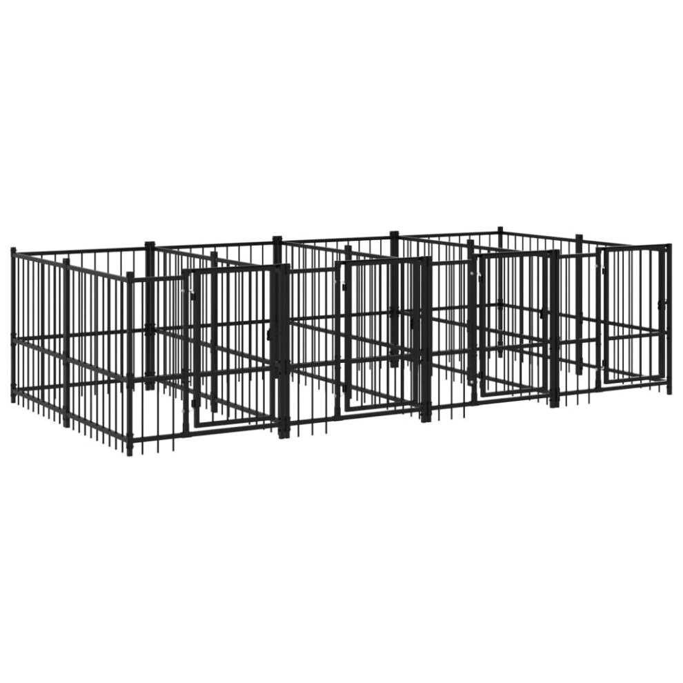 (388 x 193.5 x 100 cm) vidaXL Outdoor Dog Kennel Steel Puppy Crate Pet Cage Enclosure Multi Sizes