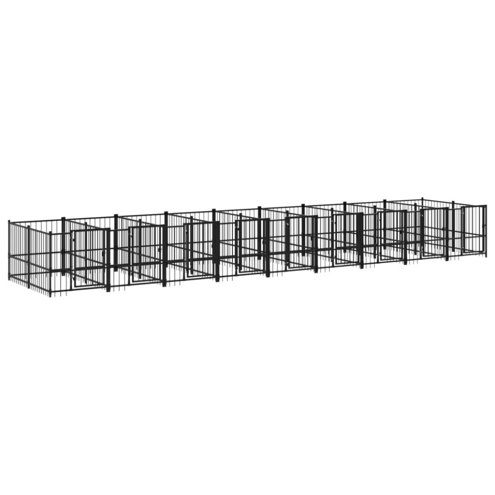 (873 x 193.5 x 100 cm) vidaXL Outdoor Dog Kennel Steel Puppy Crate Pet Cage Enclosure Multi Sizes