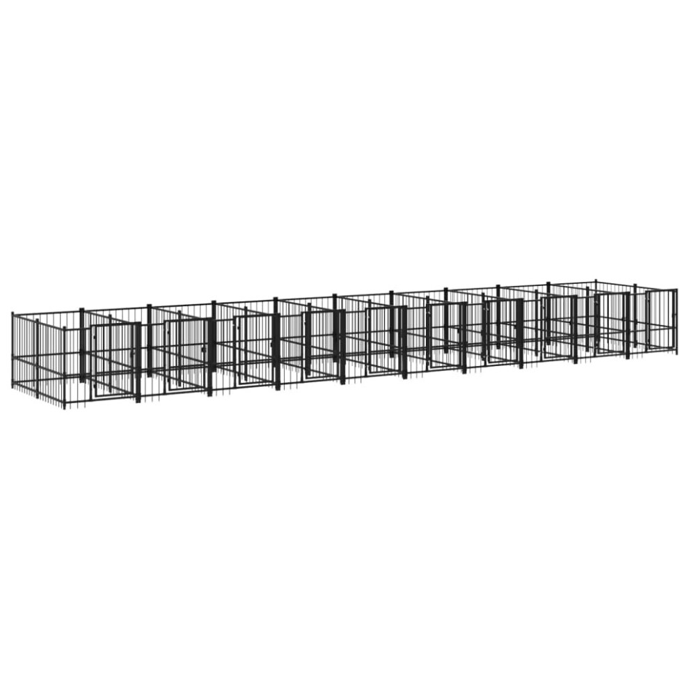 (970 x 193.5 x 100 cm) vidaXL Outdoor Dog Kennel Steel Puppy Crate Pet Cage Enclosure Multi Sizes