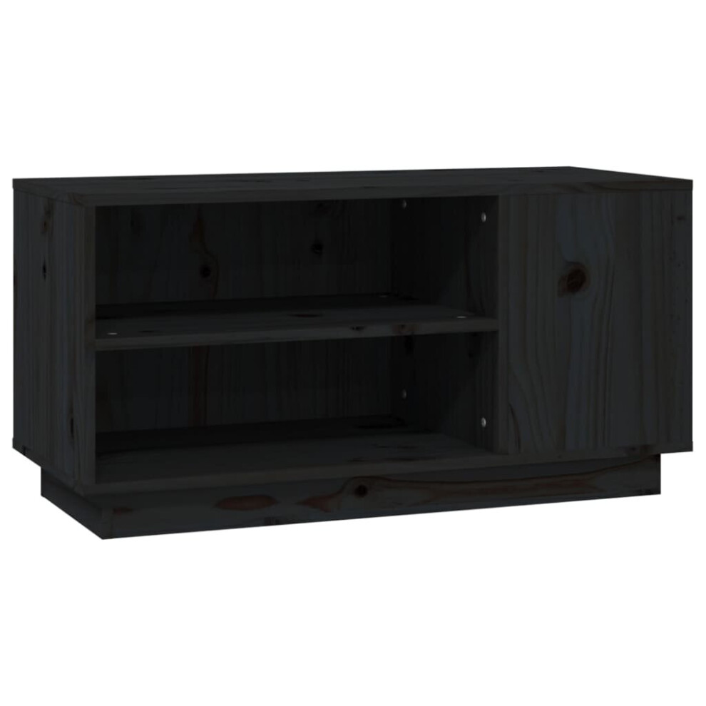 (Black) vidaXL Solid Wood Pine TV Cabinet Wooden TV Stand Media Unit Multi Colours