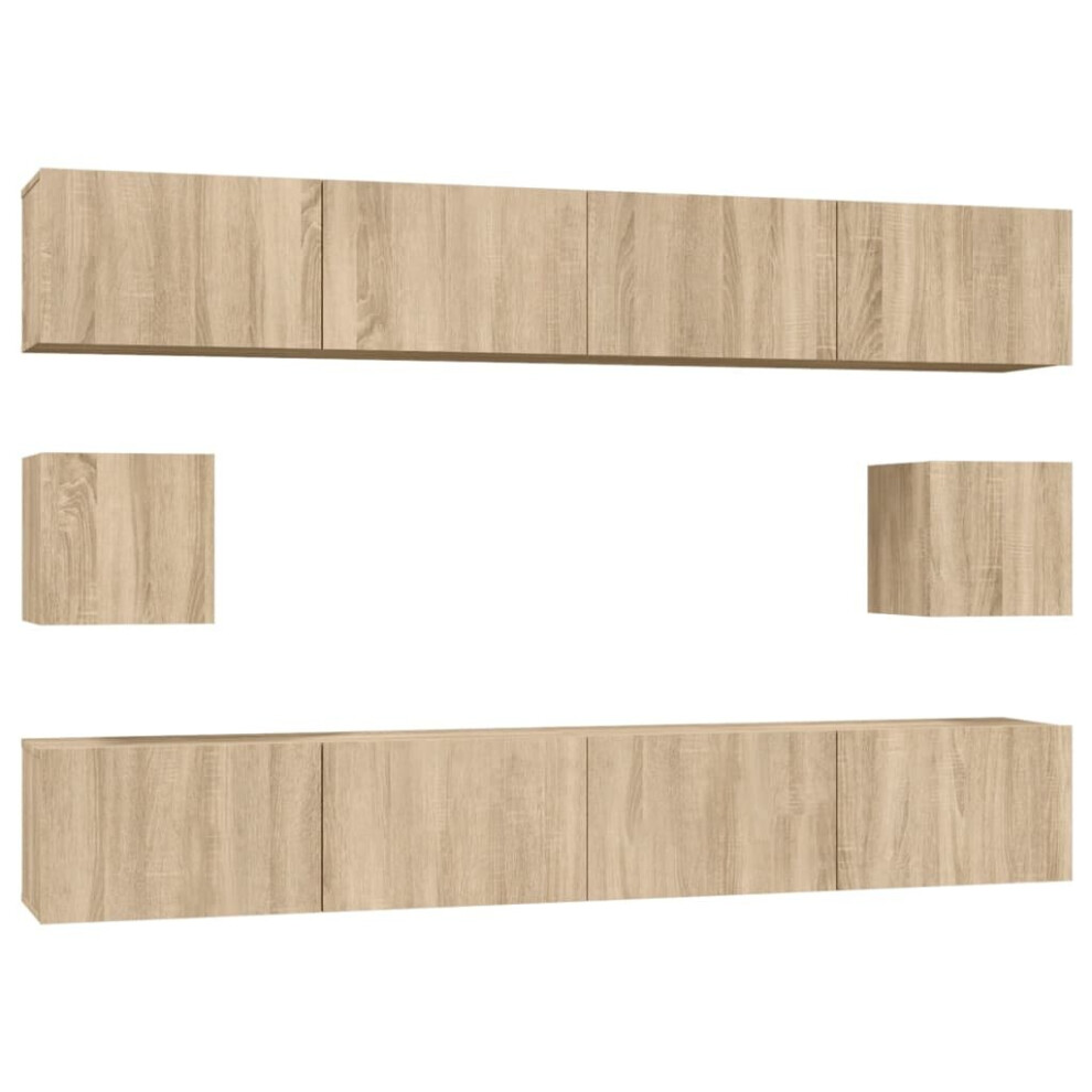 Vidaxl (Sonoma Oak, 100 X 30 X 30 Cm (W X D X H)) Tv Cabinet Set 6 Piece Engineered Wood Multi Colours 100/80X30x30 Cm