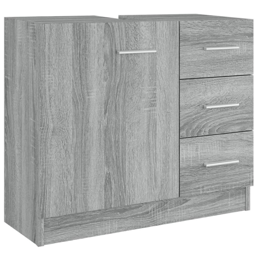 Vidaxl (Grey Sonoma) Sink Cabinet Bathroom Storage Cupboard Vanity Unit Engineered Wood