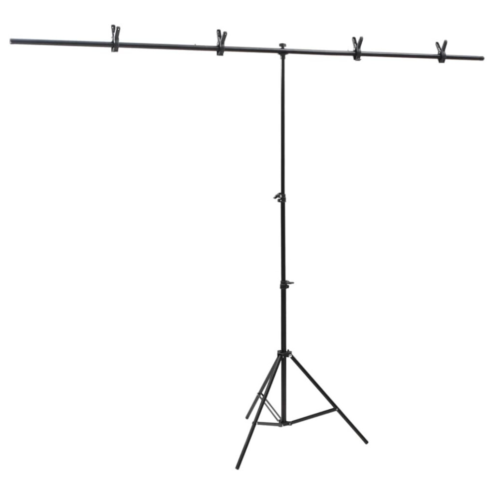 (201 x 60 x 200 cm) vidaXL T-Shape Background Stand Black Photo Backdrop Booth Stand Multi Sizes