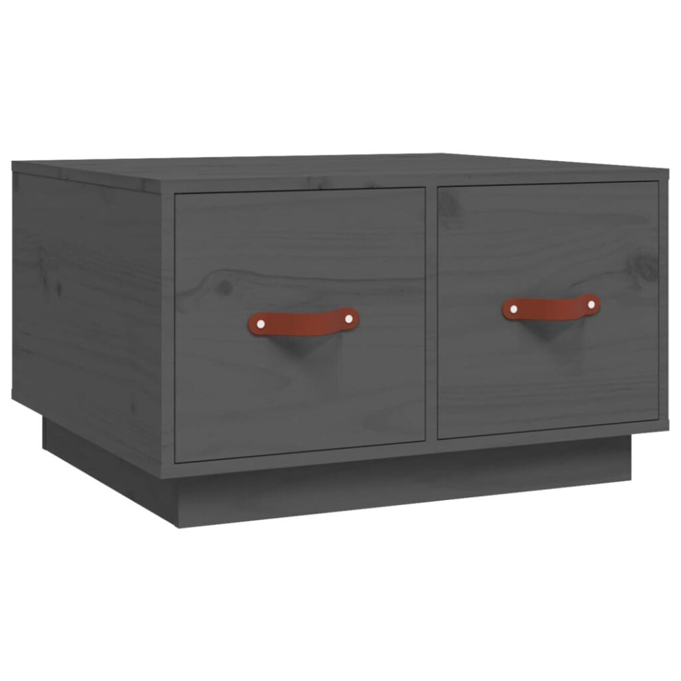 VidaXL Coffee Table - Solid Pine Wood - Grey - 60x53x35 cm - Image 2