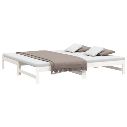 VidaXL (White, 205.5 x 198 x 30 cm) vidaXL Solid Wood Pine Pull-out Day Bed Wooden Sofa Bed Multi Colours/Sizes 2