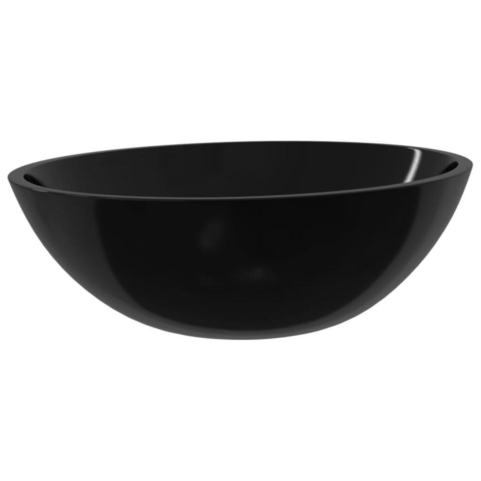 (Black) vidaXL Basin Glass Bathroom Washroom Sink Bowl Plumbing Fixture Multi Colours