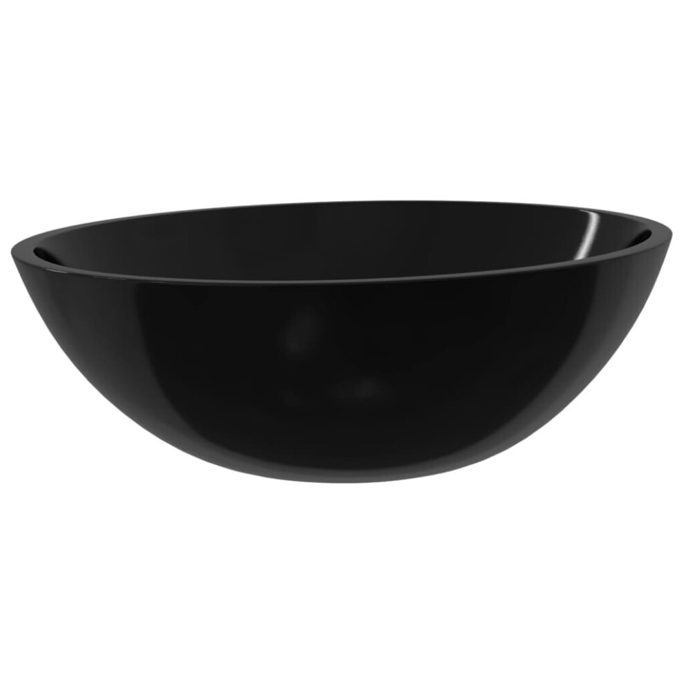 (Black) Vidaxl Basin Glass Bathroom Washroom Sink Bowl Plumbing Fixture Multi Colours 8720287124948