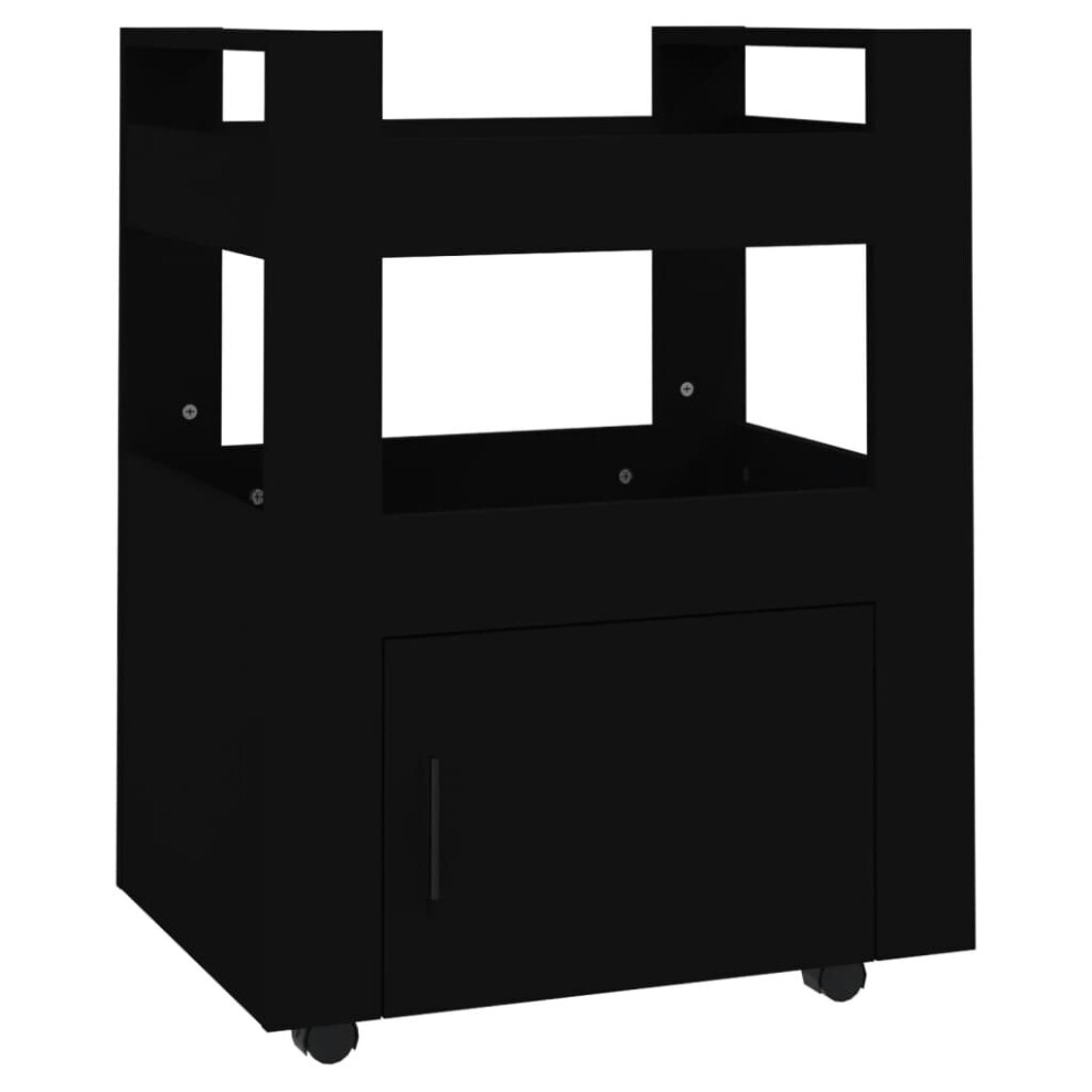Vidaxl (Black) Kitchen Trolley Engineered Wood Organiser Food Tea Rack Multi Colours Black