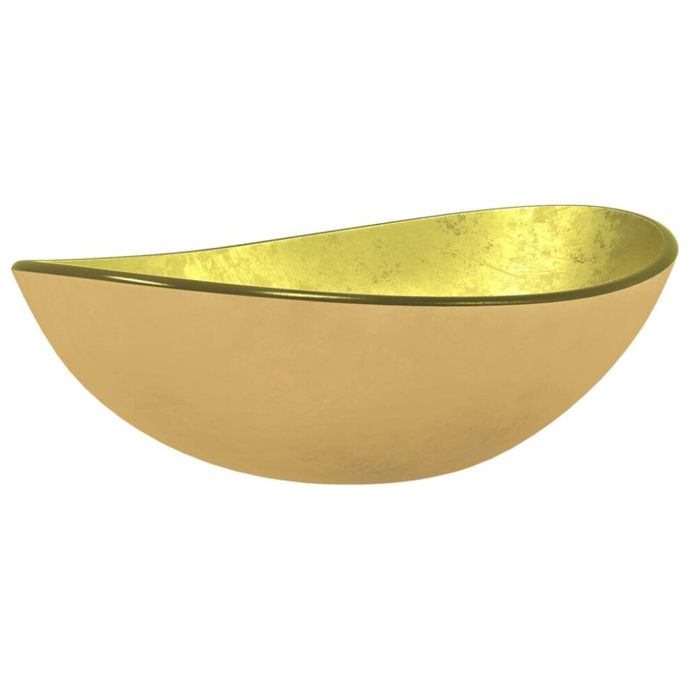 Vidaxl (Gold) Basin Tempered Glass Bathroom Sink Basin Plumbing Fixture Multi Colours Gold