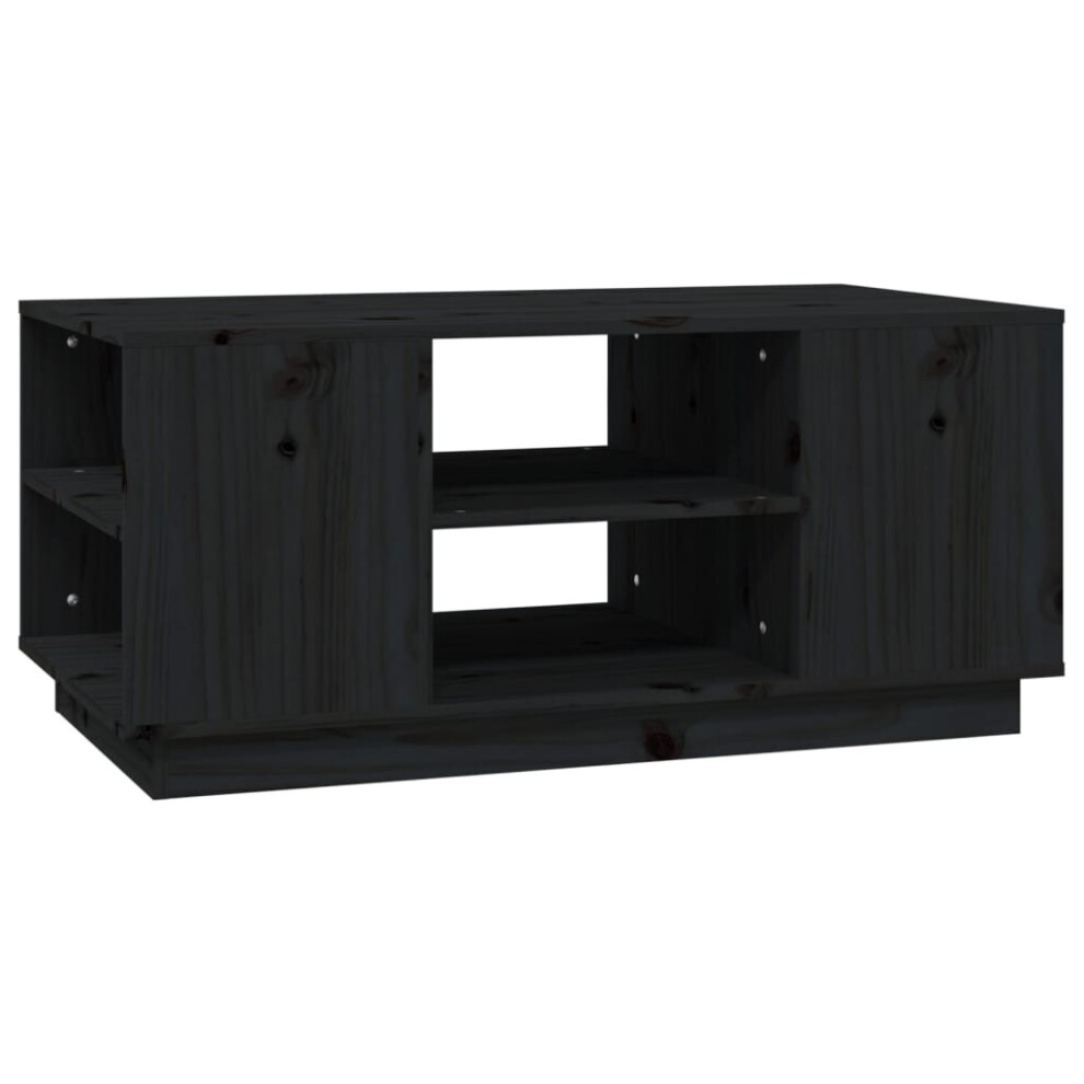 VidaXL Coffee Table - Black - 90x49x40.5 cm - Solid Pine Wood - Image 2