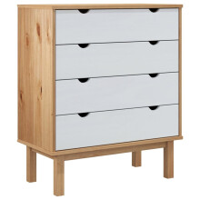 (Brown and white) vidaXL Solid Wood Pine Drawer Cabinet Wooden Storage File Drawer Multi Colours