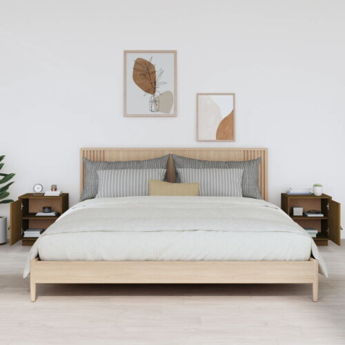 VidaXL (Honey brown) vidaXL 1/2x Solid Wood Pine Bedside Cabinet Table Bed Cabinet Multi Colours 2