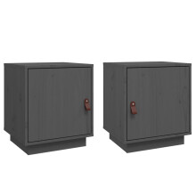 (Grey) vidaXL 1/2x Solid Wood Pine Bedside Cabinet Table Bed Cabinet Multi Colours