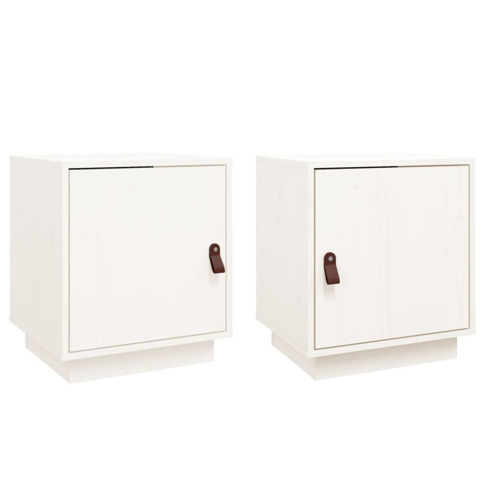 Vidaxl White (White) 1/2X Solid Wood Pine Bedside Cabinet Table Bed Cabinet Multi Colours