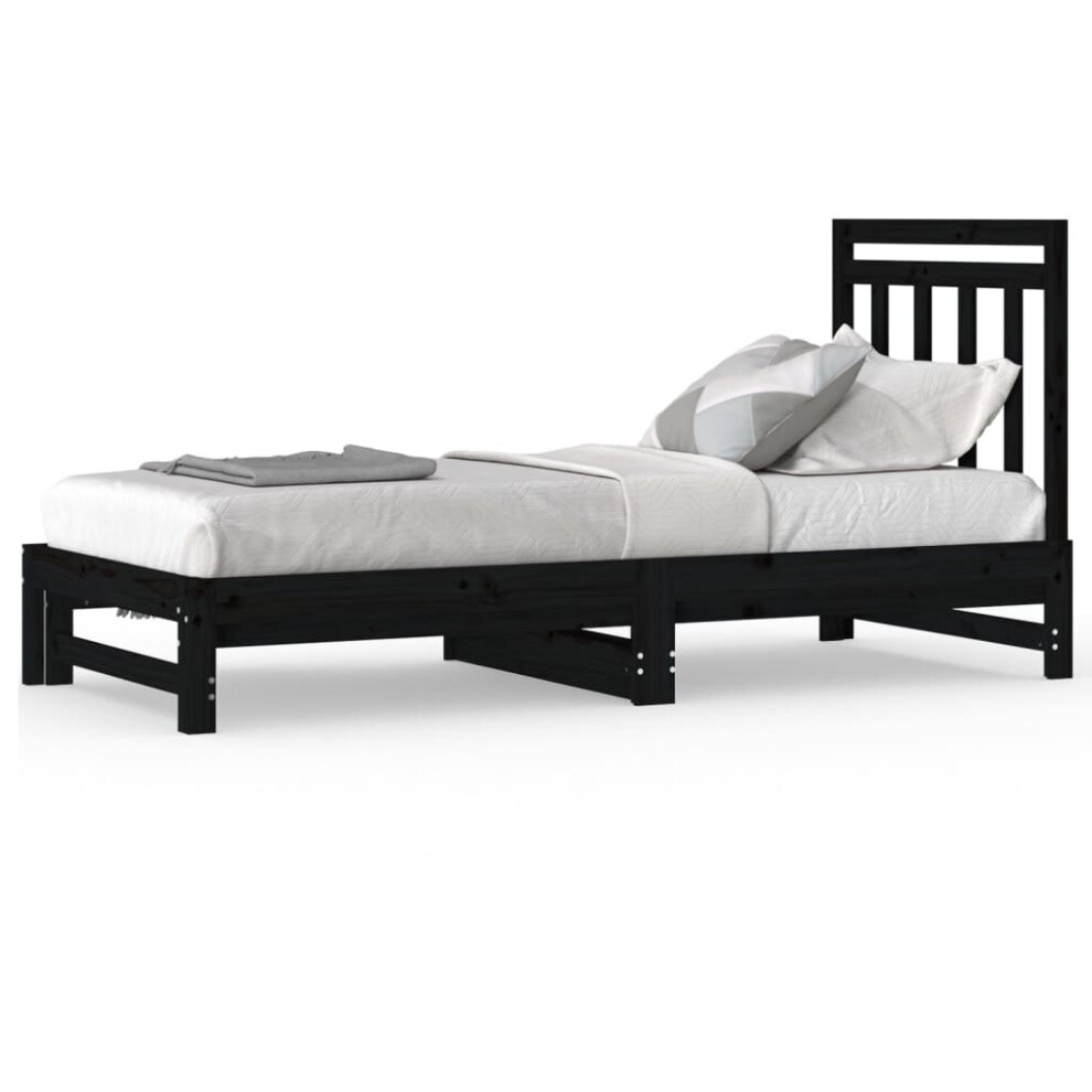 (Black, 205.5 x 182 x 30 cm (L x W x H)) vidaXL Solid Wood Pine Pull-out Day Bed Multi Colours 2x(90x190)/2x(90x200) cm