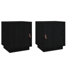 (Black) vidaXL 1/2x Solid Wood Pine Bedside Cabinet Table Bed Cabinet Multi Colours