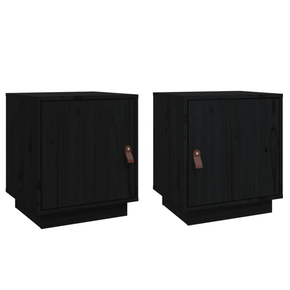 Vidaxl Black (Black) 1/2X Solid Wood Pine Bedside Cabinet Table Bed Cabinet Multi Colours