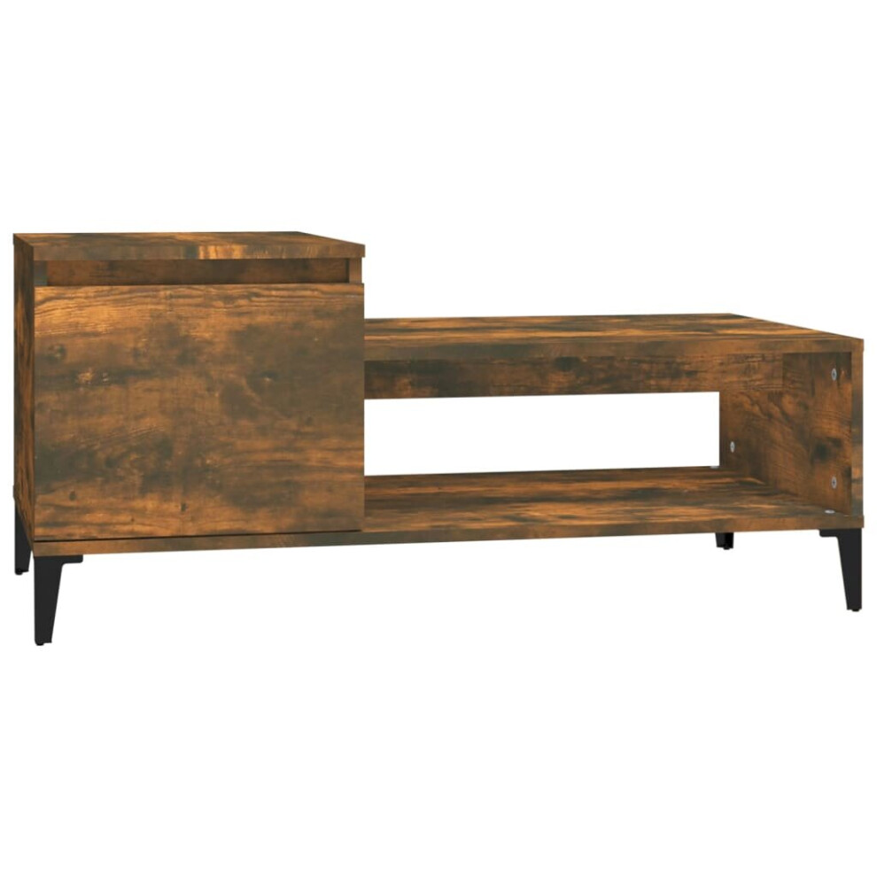 VidaXL Coffee Table Engineered Wood Smoked Oak 100x50x45 cm Brown - Image 2