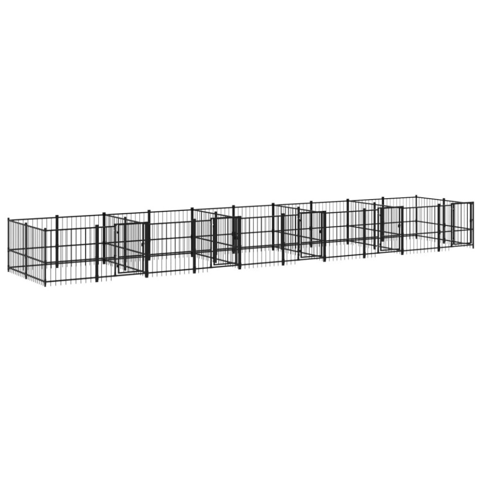 (970 x 193.5 x 100 cm) vidaXL Outdoor Dog Kennel Steel Dog Crate Pet Cage Puppy Enclosure Multi Sizes