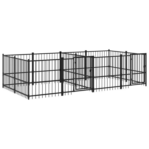 vidaXL Outdoor Dog Kennel Steel Dog Crate Pet Cage Puppy Enclosure ...