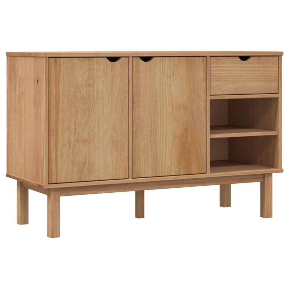 (Brown) vidaXL Solid Wood Pine Sideboard Wooden Highboard Home Organiser Multi Colours