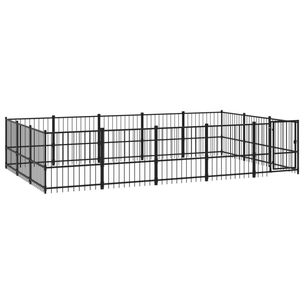 (485 x 291 x 100 cm) vidaXL Outdoor Dog Kennel Steel Dog Crate Pet Cage Puppy Enclosure Multi Sizes