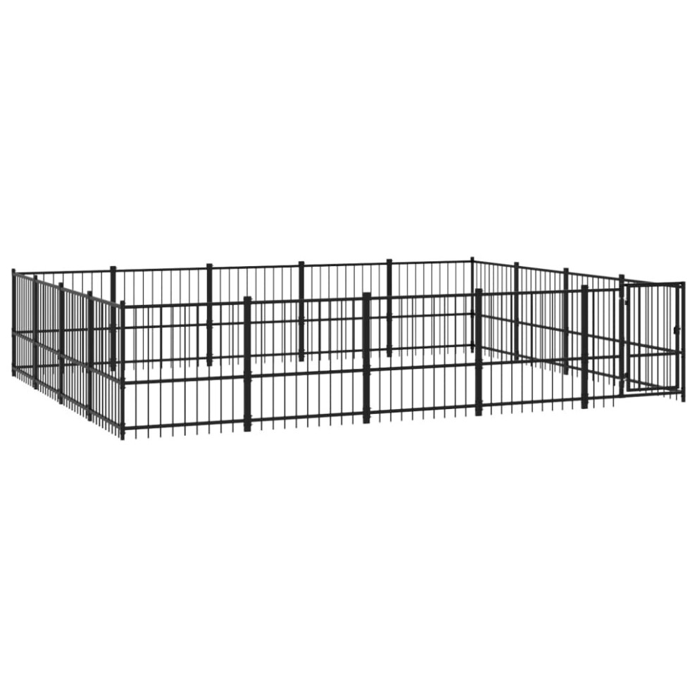 (485 x 388 x 100 cm) vidaXL Outdoor Dog Kennel Steel Dog Crate Pet Cage Puppy Enclosure Multi Sizes