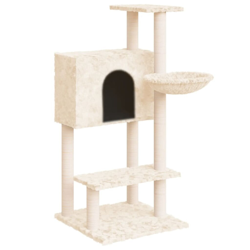 (Cream) vidaXL Cat Tree with Sisal Scratching Posts 108.5 cm Cat Climber Multi Colours