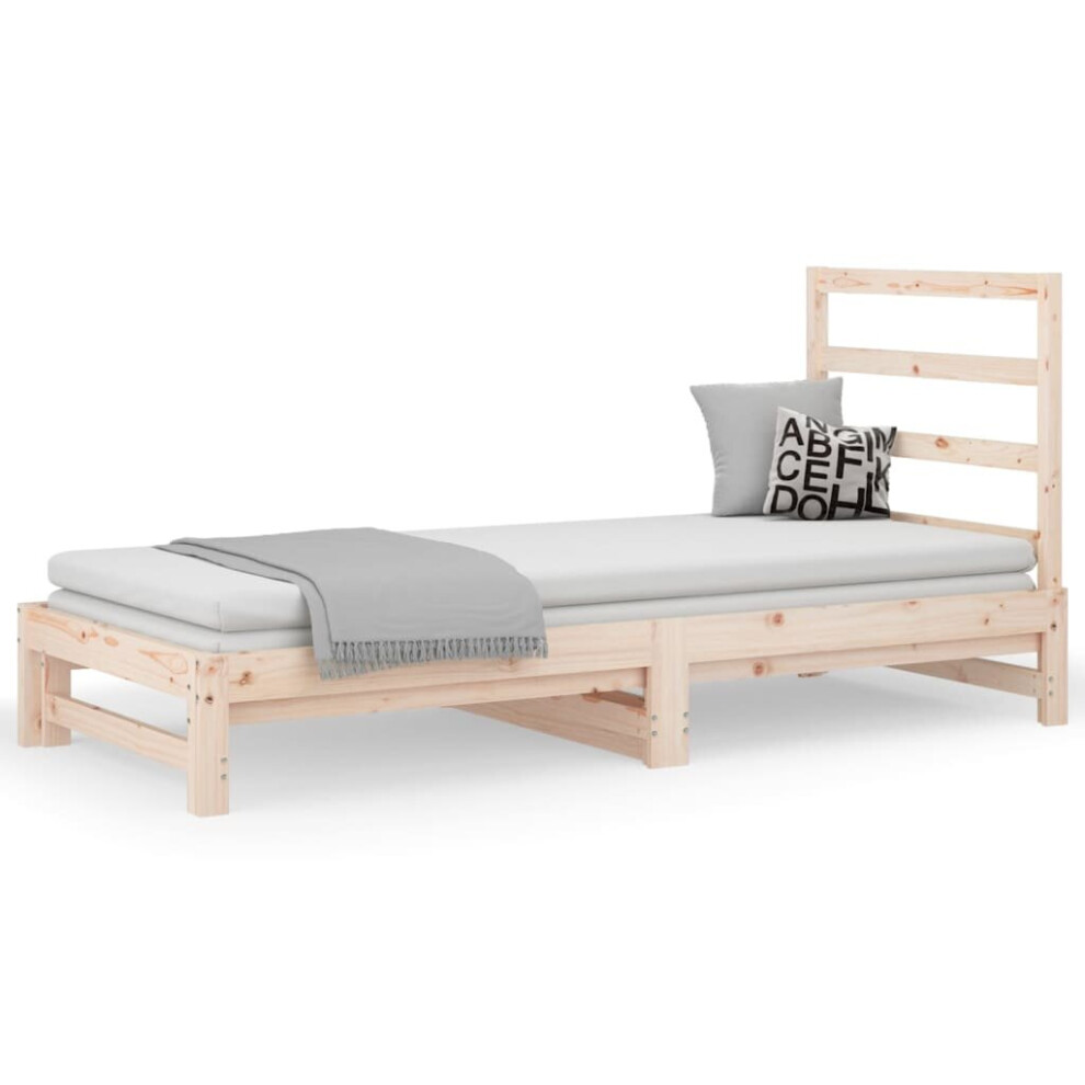 (Brown, 195.5 x 182 x 30 cm (L x W x H)) vidaXL Solid Wood Pine Pull-out Day Bed Multi Colours 2x(90x190)/2x(90x200) cm