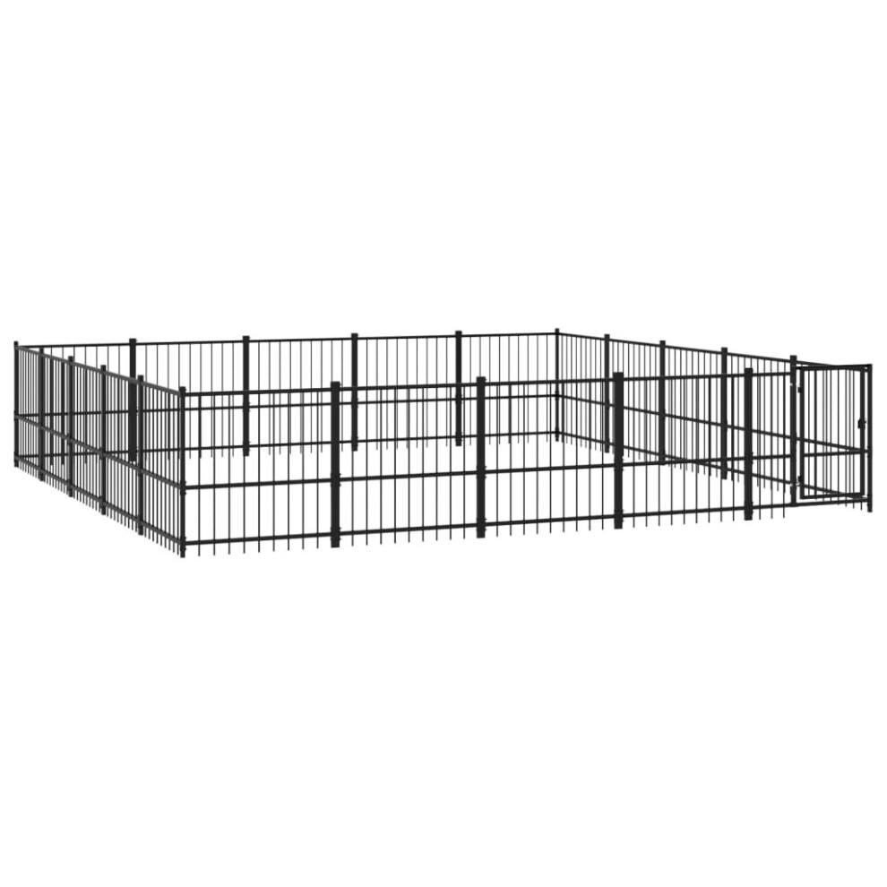 (485 x 485 x 100 cm) vidaXL Outdoor Dog Kennel Steel Dog Crate Pet Cage Puppy Enclosure Multi Sizes