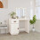 VidaXL (White) vidaXL Solid Wood Pine Dressing Table with LED Home Vanity Desk Multi Colours 3