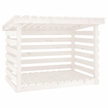 (White, 108 x 73 x 79 cm) vidaXL Solid Wood Pine Firewood Rack Log Shed Multi Colours 108x73x108/79 cm