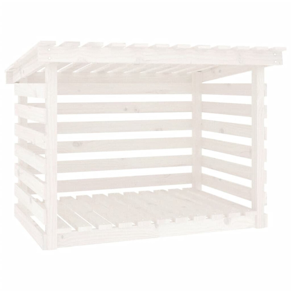 (White, 108 x 73 x 79 cm) vidaXL Solid Wood Pine Firewood Rack Log Shed Multi Colours 108x73x108/79 cm